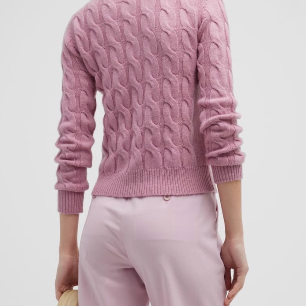 Max Mara Edipo Cashmere Cable-Knit Sweater in Rose Pink size XL - Picture 6 of 9